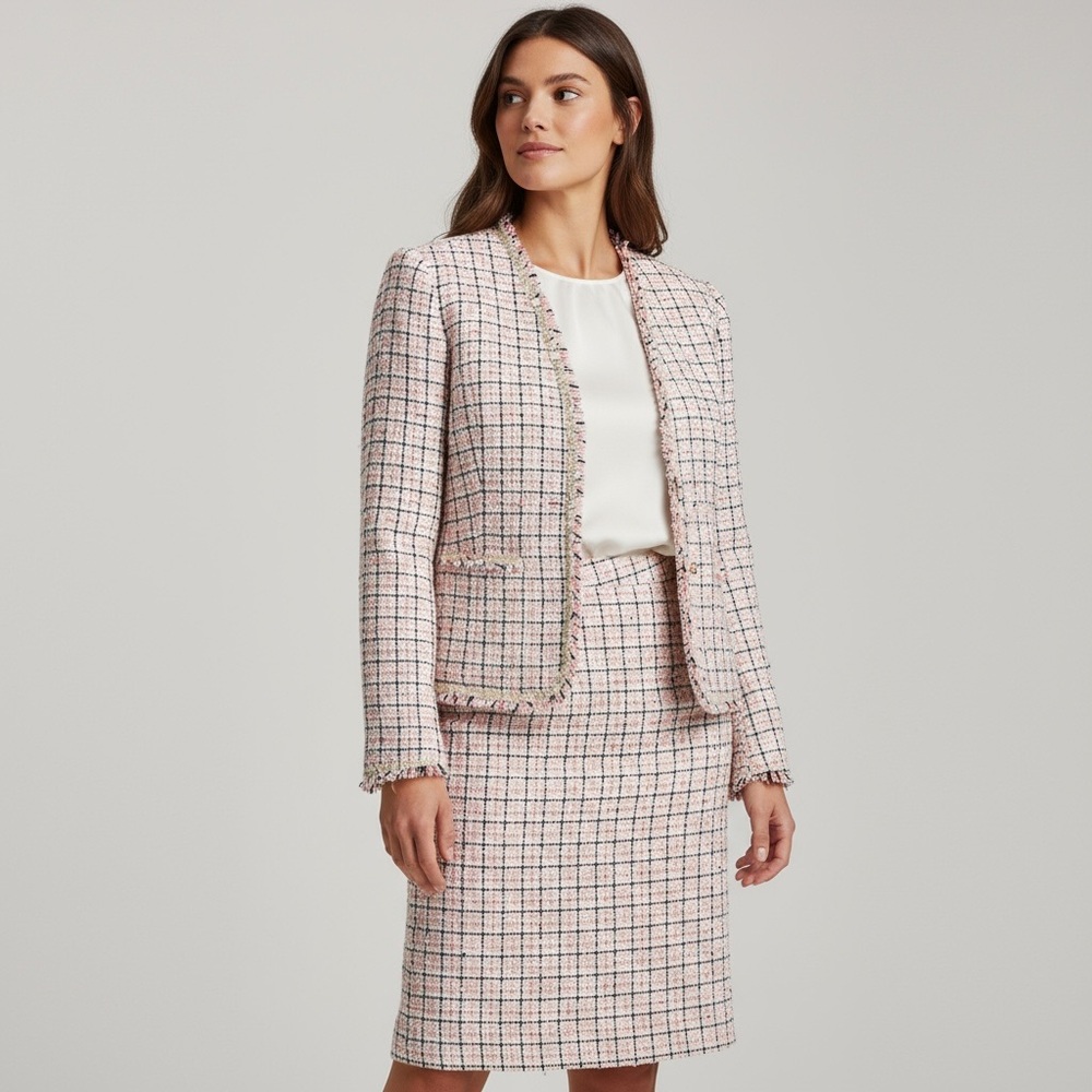 Gorgeous Carlisle 2 Piece Tweed Skirt Suit with Mother Of Pearl Button Trim